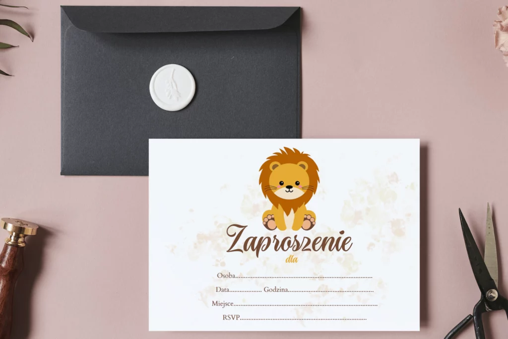 Zaproszenie na urodziny dziecka w klimacie dżungli.